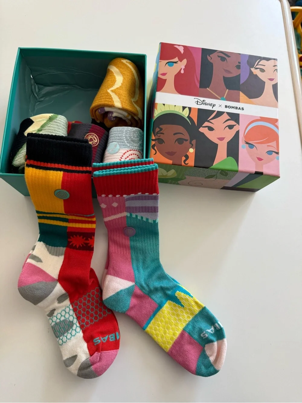 Disney Princess Bombas Socks 6 Pairs Women Medium US 8-10.5 Calf Crew - Picture 2 of 4